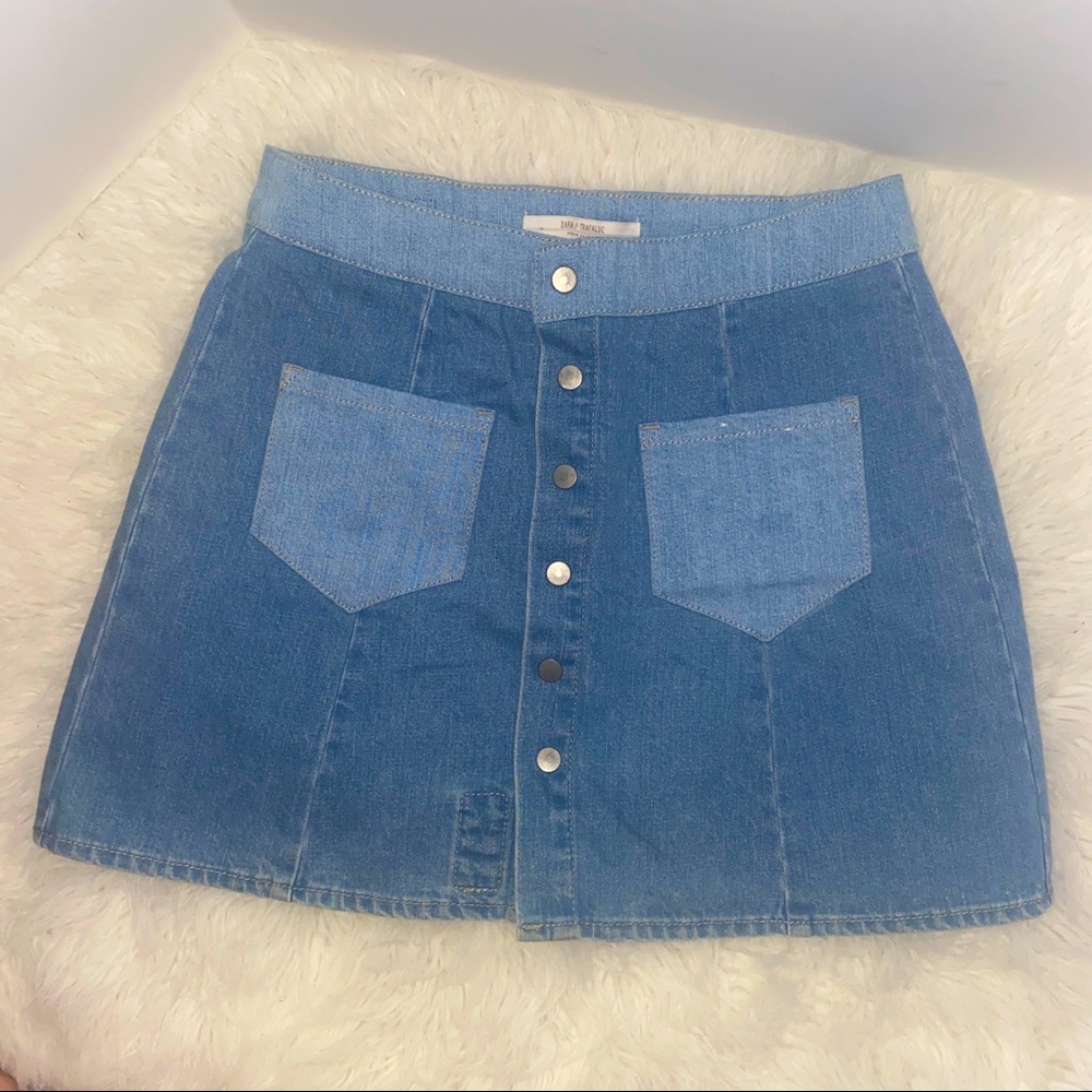 Zara “I am Denim” 2 Tone Jean Skirt Rose Medium
